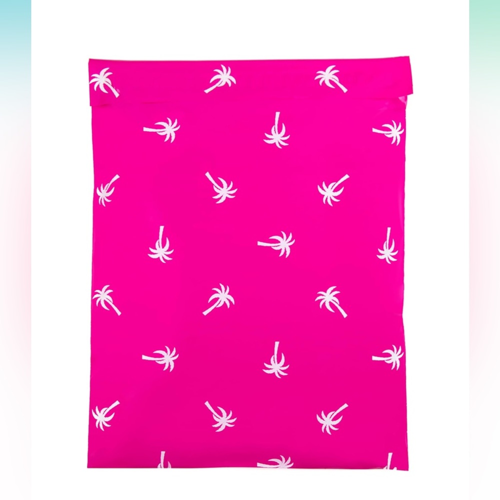 {15} Poly mailers pretty tropical fuchsia pink palm design high quality. 10x13”
